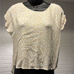 Hippie Rose Cream and Yellow Cuffed Sleeve Blouse